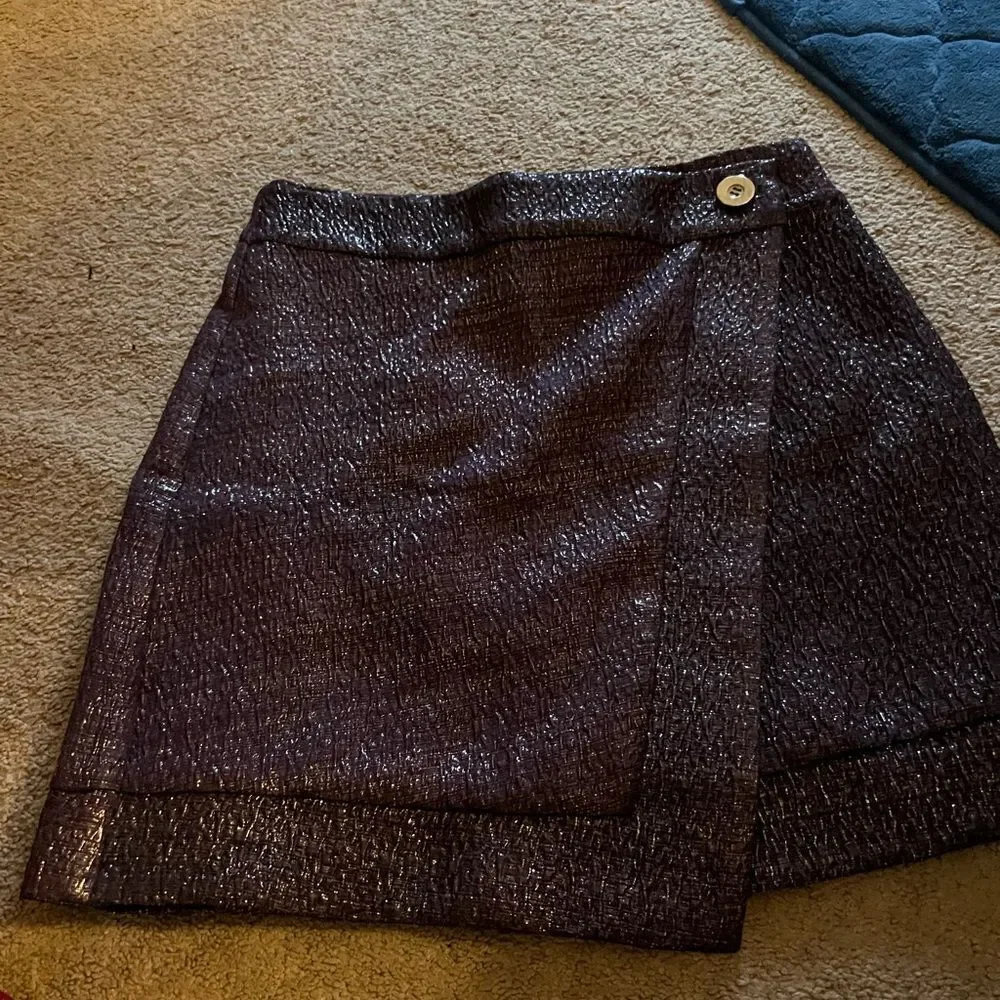 Eva franco purple‎ metallic wrap style skirt 8
